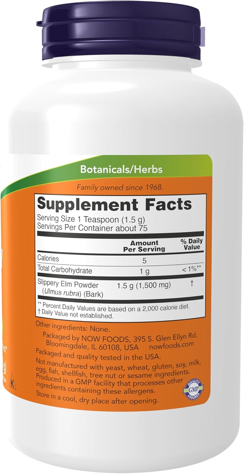 NOW Slippery Elm Powder,4-Ounce