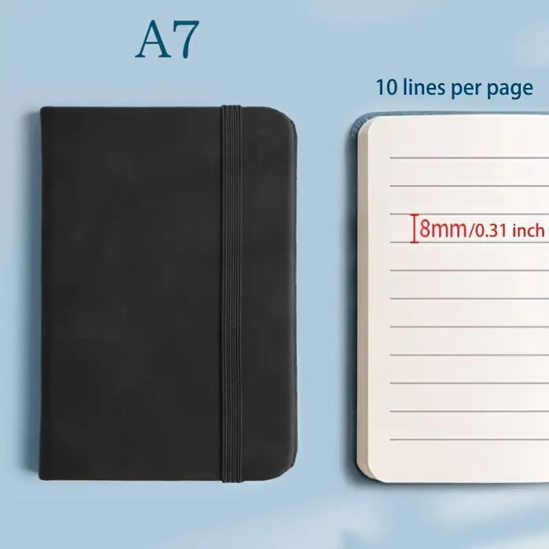 AIMALL A7 Mini Notebook Set with Leather Cover, Waterproof Notepad, Pocket-Sized, Ideal for Travel and Quick Notes - Black image number 3