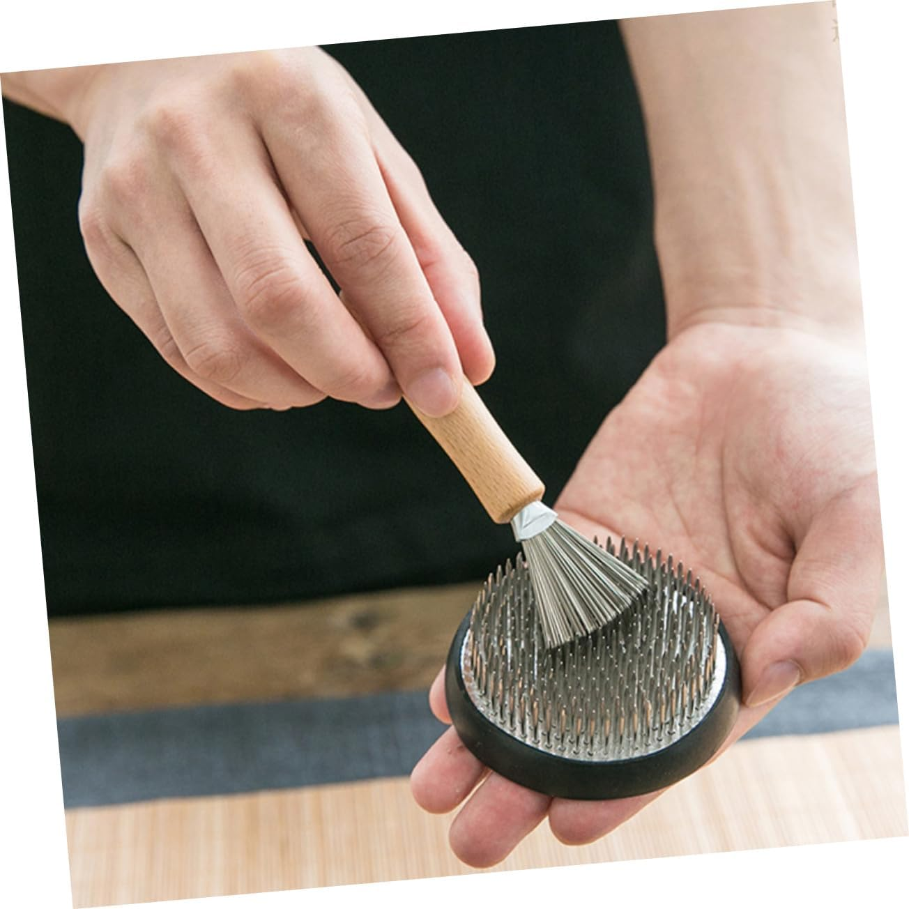 MERRYHAPY Garden Cleaning Rake Flower Arrangement Holder Cleaner Non-Slip Wood Handle image number 5