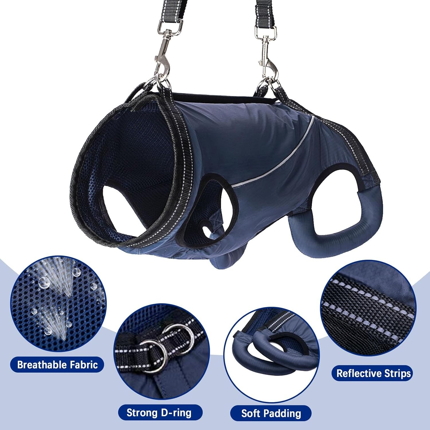 UOSIA Dog Lift Harness Dog Sling Carrier Injuries Dog Back Leg Support Sling Lightweight Adjustable Dog Auxiliary Belt Pet Walking Assist Sling for Elderly Dog image number 7