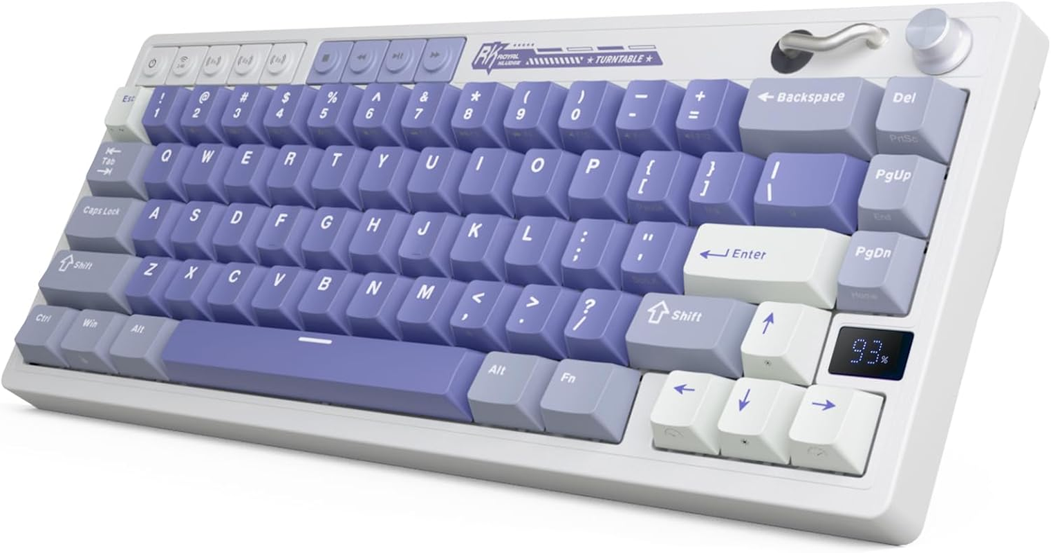 RK ROYAL KLUDGE M65 Wireless Mechanical Keyboard with Volume Knob, Tri-Mode 2.4G/USB-C/BT Gasket Mounted 60% Gaming Keyboard with 66Keys, PBT Keycaps, QMK/VIA, Hot Swappable Beige Switch, Red