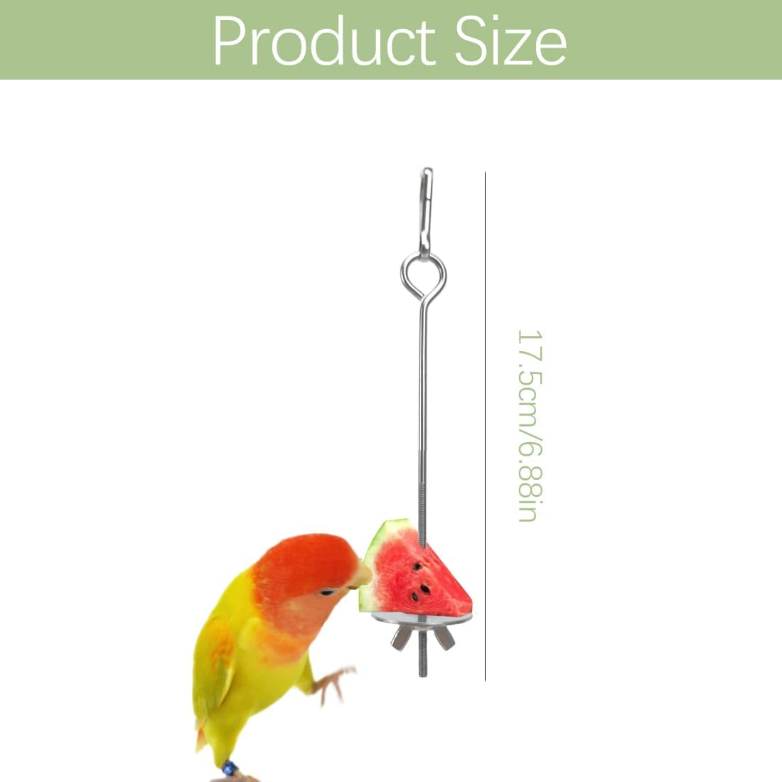 JTKREW Pack of 2 Stainless Steel Bird Skewers for Parrots - Holder for Fruit, Vegetables and Foraging Toys image number 1
