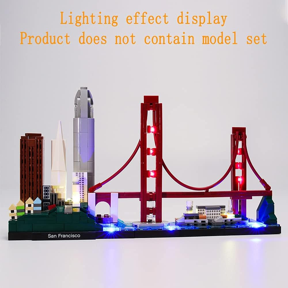 GEAMENT Upgraded Version USB Light Kit for Architecture Skyline Collection San Francisco Golden Gate Bridge - Compatible with  21043 Bricks Model ( Set Not Included) (With Instruction) image number 4