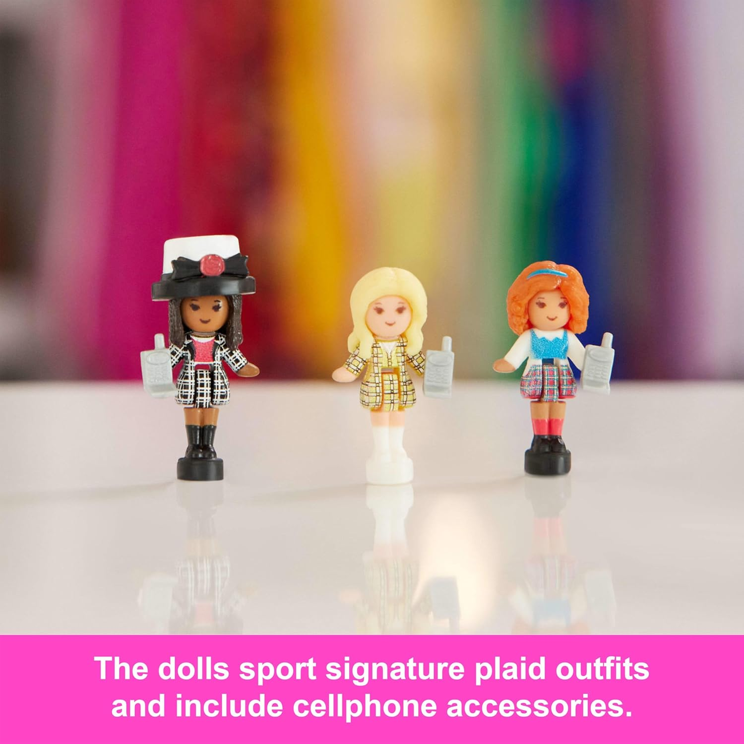 Polly Pocket X Clueless Collector Compact, Micro Dolls and Playset, 5 Themed Accessories Including Toy Car, Cher, Dionne, & Tai image number 2