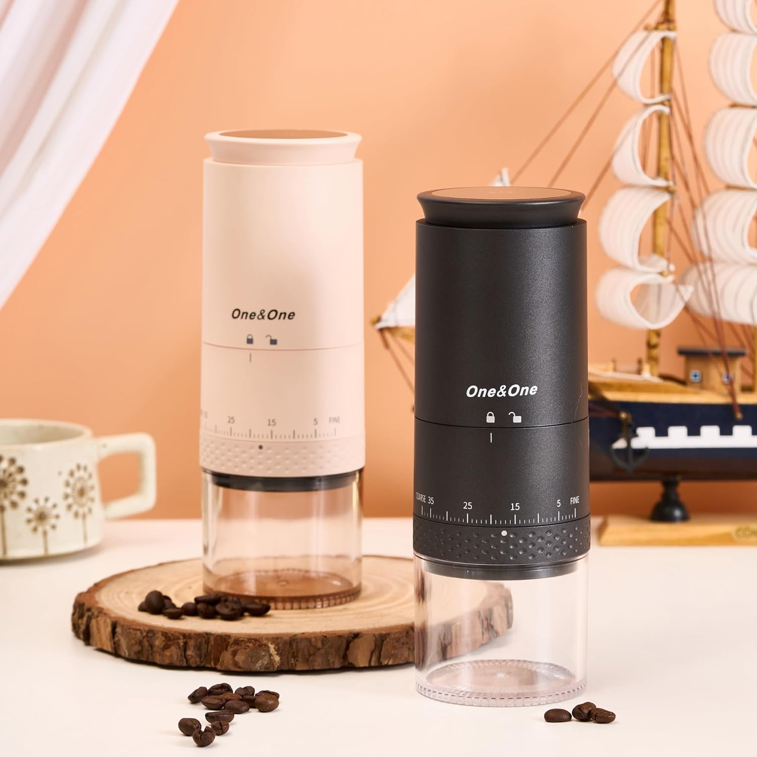 One&One Portable Electric Coffee Grinder, Cordless Coffee Bean Grinder with 38 Precise Grind Settings, Touch Screen, External Adjustment, Battery Usage Display,Usb Rechargeable. - Black-Ceramic Conical Burr image number 6