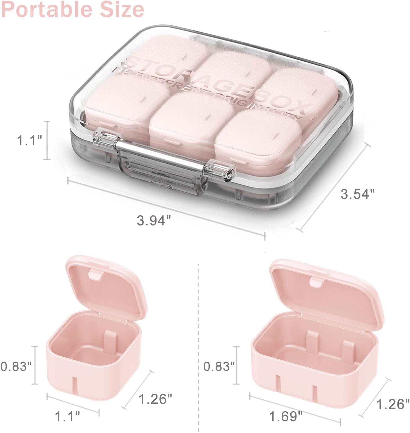 Pill Organizer 4/6 Grid Free Assembly Travel Medicine Organizer 10 Day Pill Organizer Portable Pill Box Waterproof Pill Case Daily Medication Carry Case for Vitamins, Fish Oils, Supplements image number 5