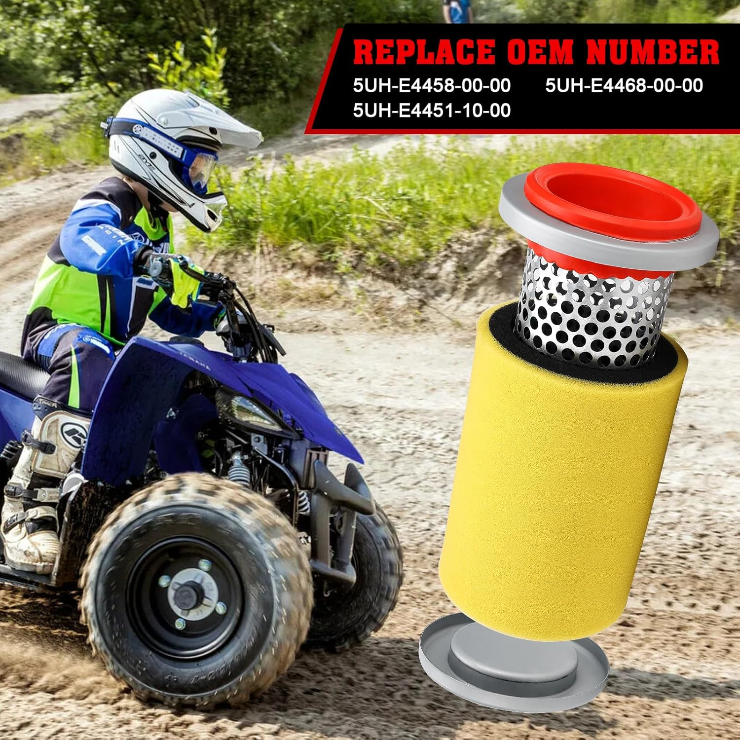 Air Filter & Guide & End Cap Kit for Yamaha Grizzly 350 400 450 Kodiak 400 450 Wolverine 350 450 Bruin 350#5UH-E4458-00-00 5UH-E4451-10-00 image number 2