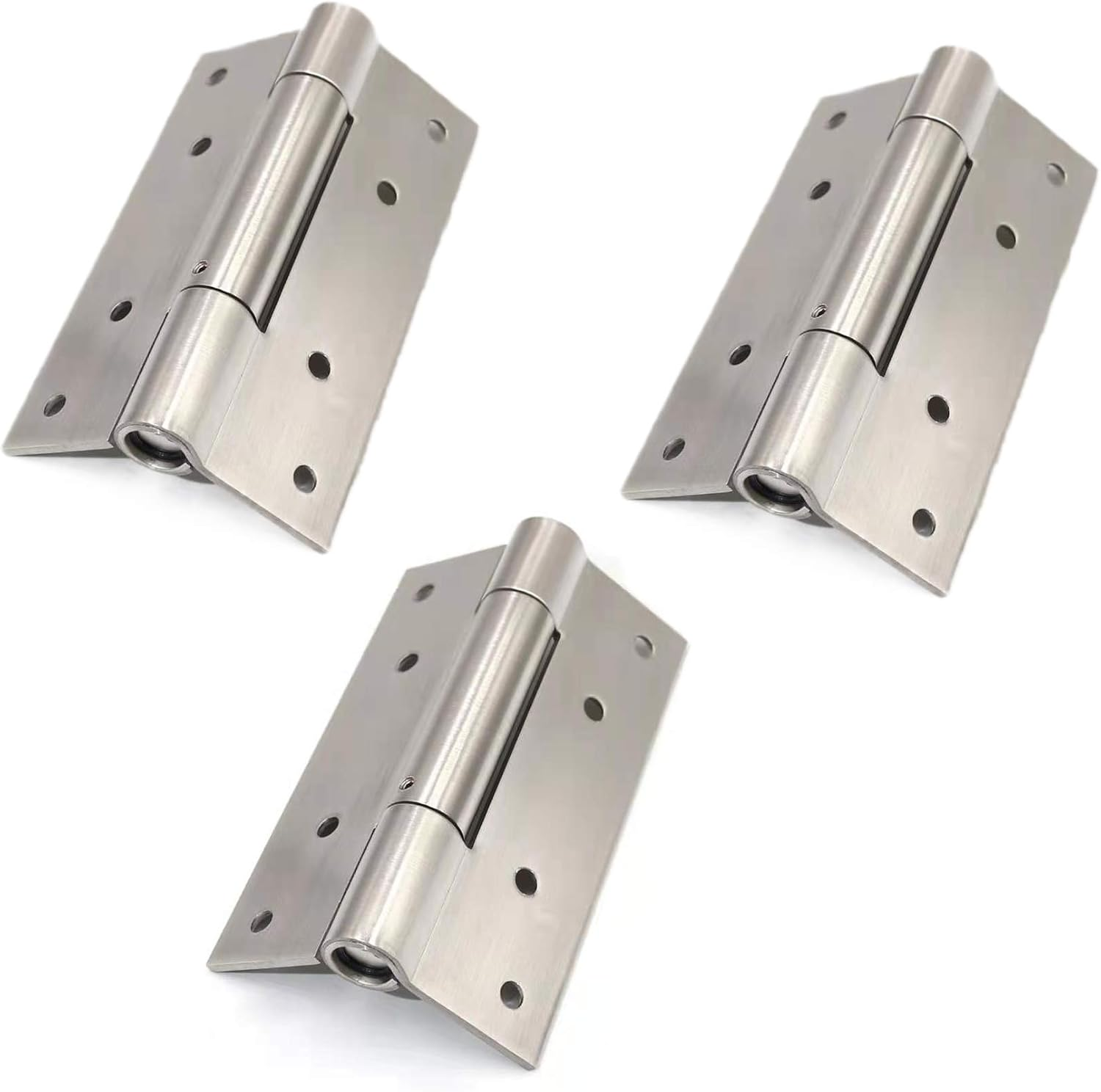 3Pcs 4'' Self-Closing Stainless Steel Door Hinge Spring Door Hinge Heavy-Duty Square Thickness 3Mm (4Inch, Silver) image number 3