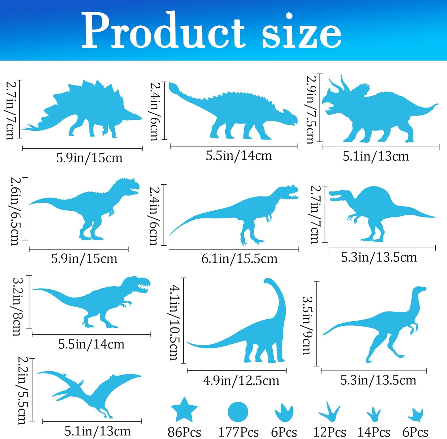 Glow in the Dark Stars Dinosaur Wall Decals Glowing Dinosaur Wall Stickers Luminous Dino Wall Decals Glow in the Dark Stars for Ceiling Boys Girls Bedroom Living Room Wall Decoration image number 1