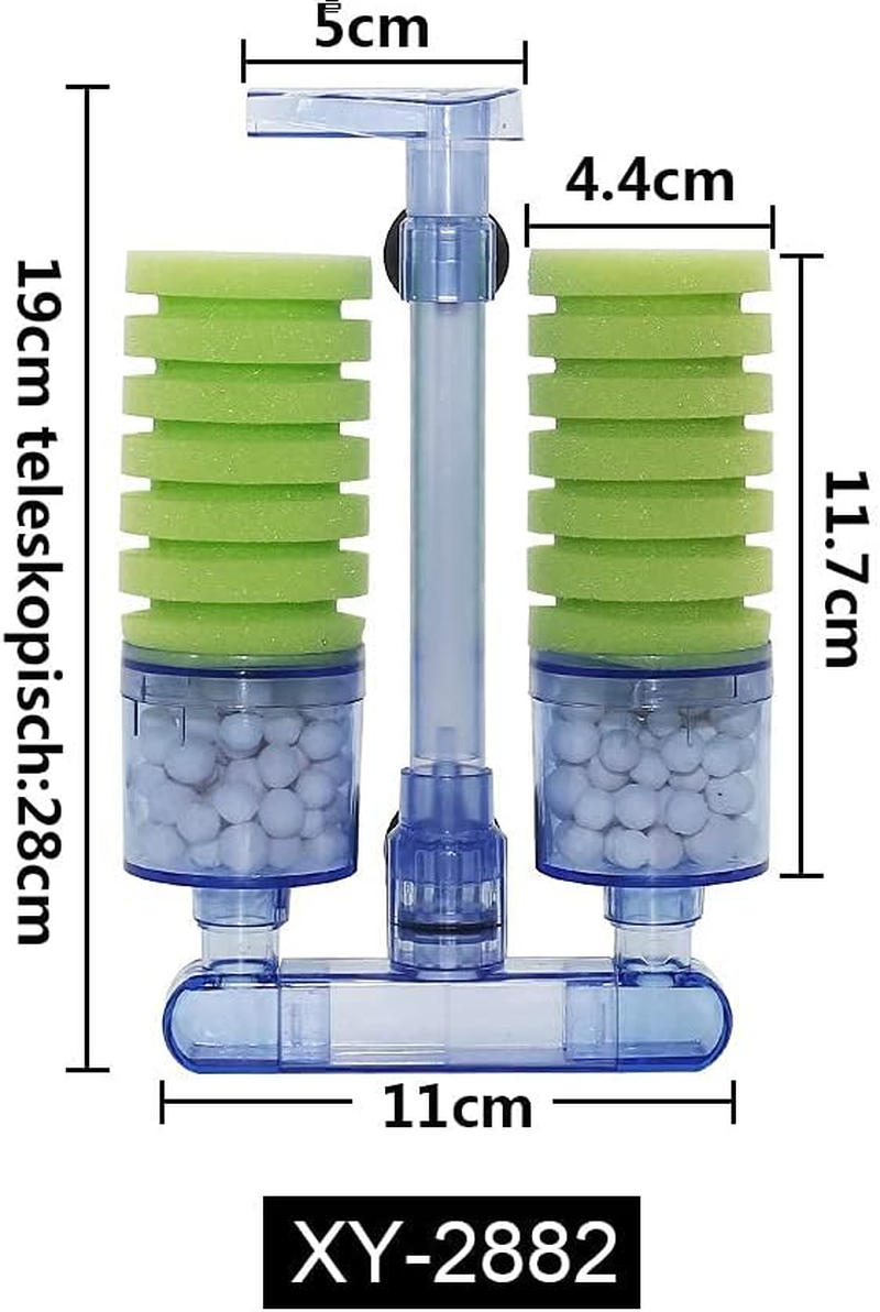Boxtech Aquarium Biochemical Sponge Filter, Ultra Quite Aquarium Double Head Bio Sponge Fish Tank Foam Filter-Green image number 6