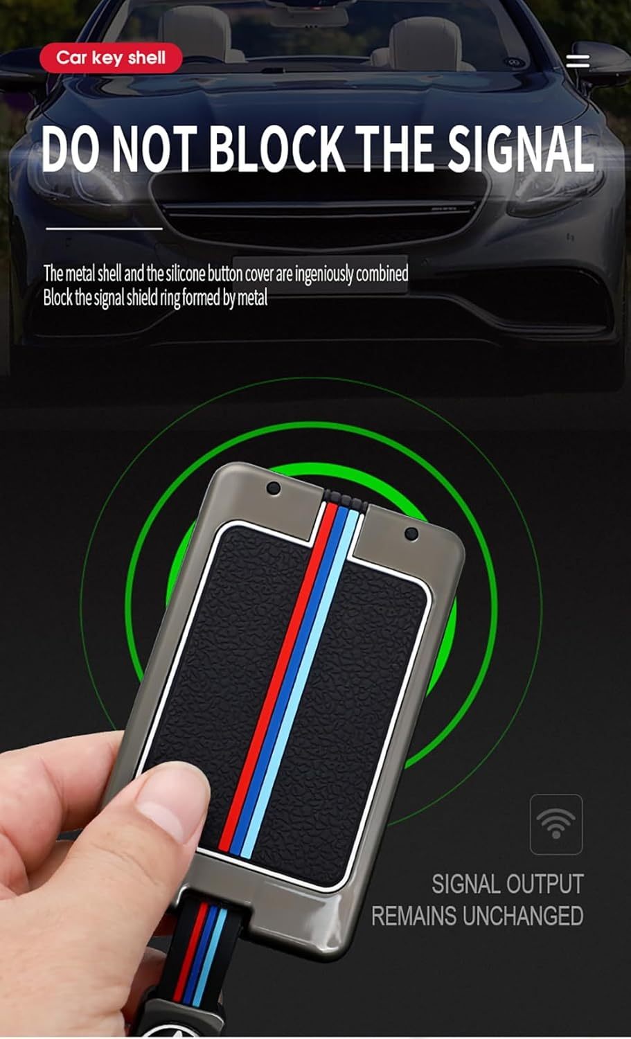 HIBEYO Key Fob Cover for Lexus ES200 ES260 ES300L NX Accessories Alloy+Tpu Material Double Protector Key Shell Cover for Lexus Card Key-B Keychain Black image number 4