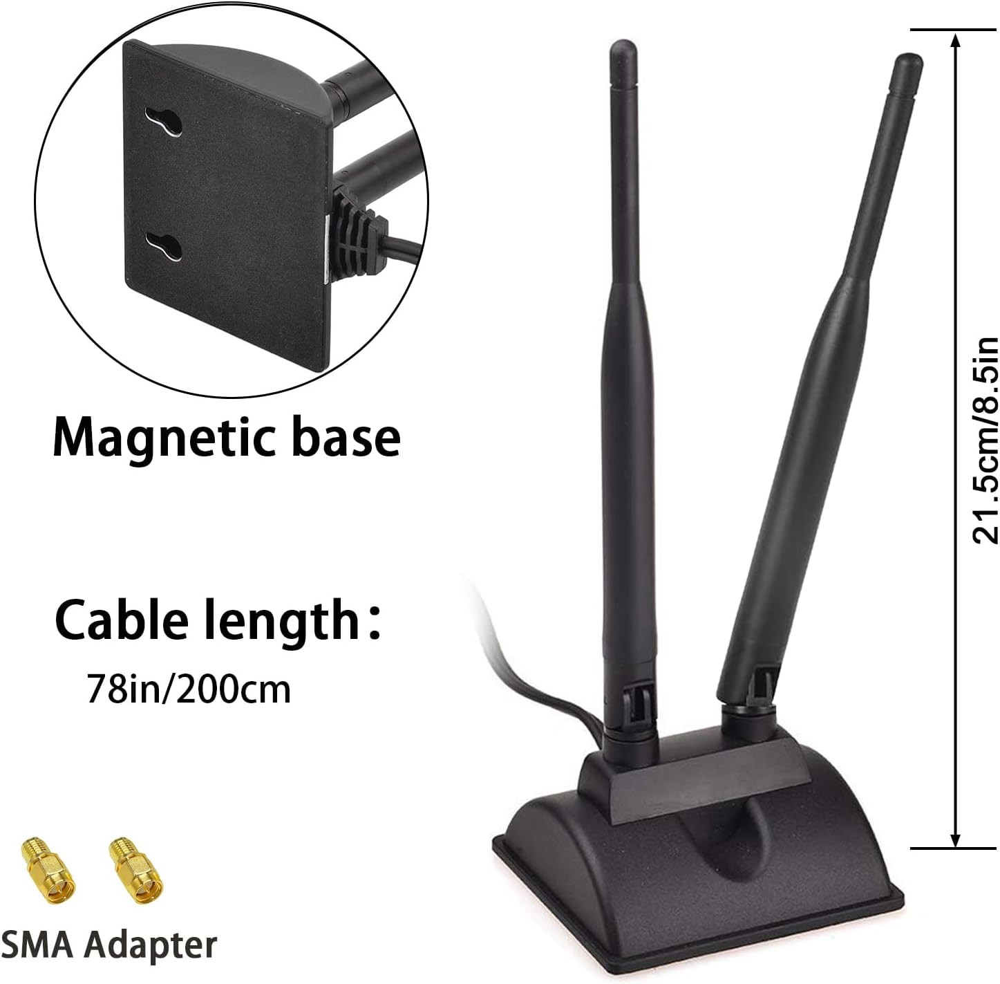 AQTAQ Wifi Antenna 2.4Ghz 5Ghz Dual Band Frequency Magnetic 6Dbi RP-SMA Adapter for WLAN PCI Wifi Cards Wireless Router Bluetooth Dlink PCI-E Wifi Network Card USB Wifi Adapter Wireless Router image number 6