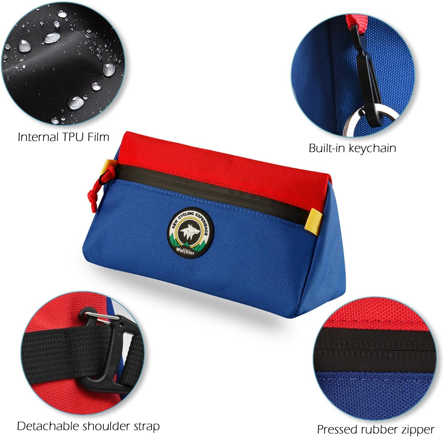 Vortika Bike Handlebar Bag, Bicycle Front Bag, Kids Handle Bar Bag, Storage Bag with Shoulder Strap for Men Women Kids Outdoor Road MTB Cycling(Blue + Red) image number 1