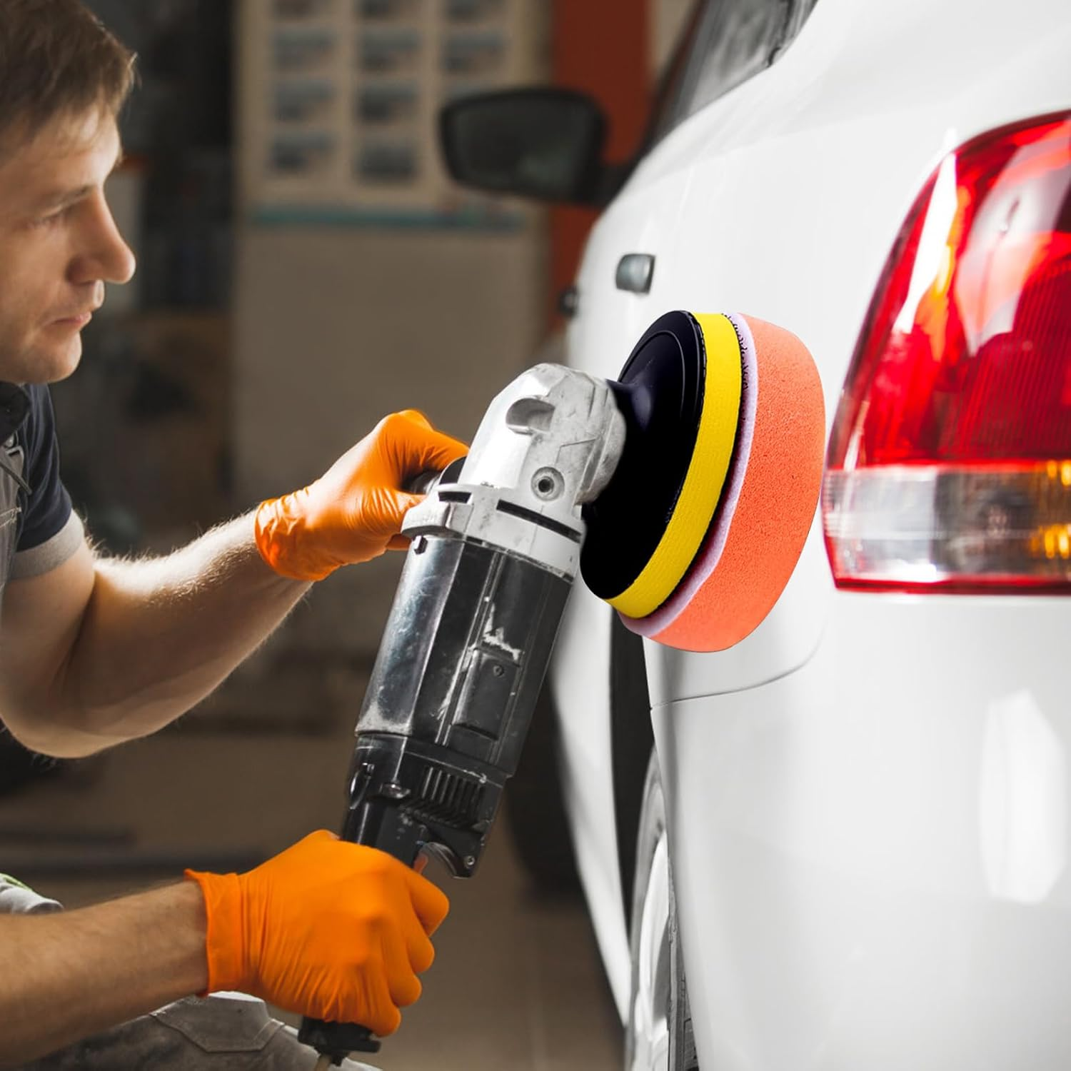 3 Inch Car Foam Drill Polishing Pad, Kits of 24 Pcs, Car Sponge Buffing Pads, Woolen Buffer Pads, Suction Cup with Drill Adapter for Car Polishing Waxing Sealing Glaze