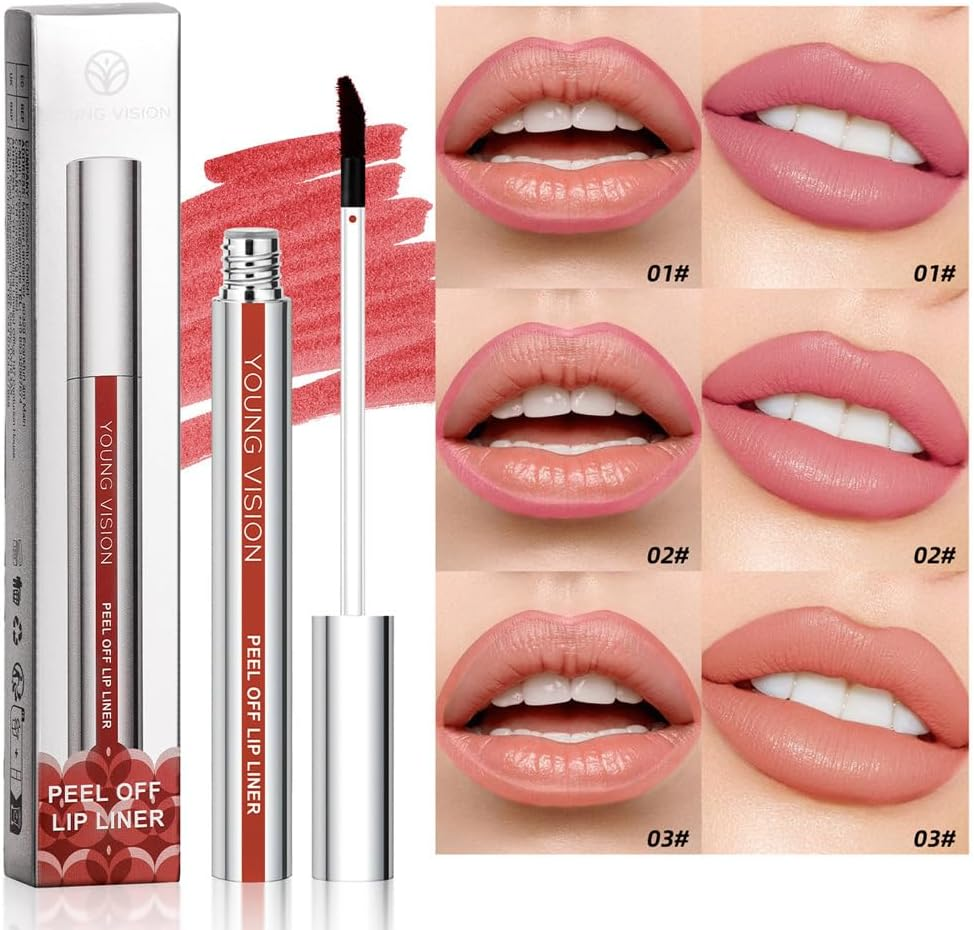 Peel off Lip Stain, Tattoo Magic Color Matte Nude Lip Gloss Lip Tint,Long Lasting Waterproof Peel off Lip Liner,Nonstick Cup Liquid Lipstick Lip Stain for Women Girls (1#, S) - 1 image number 6