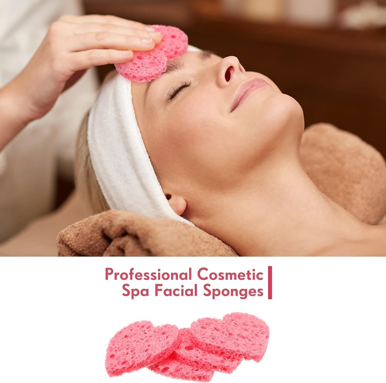 100 Pieces Facial Sponges, Heart Shape Compressed Face Sponge Natural Sponge Pads for Washing Face Cleansing Exfoliating Esthetician Makeup Removal (Pink) image number 3