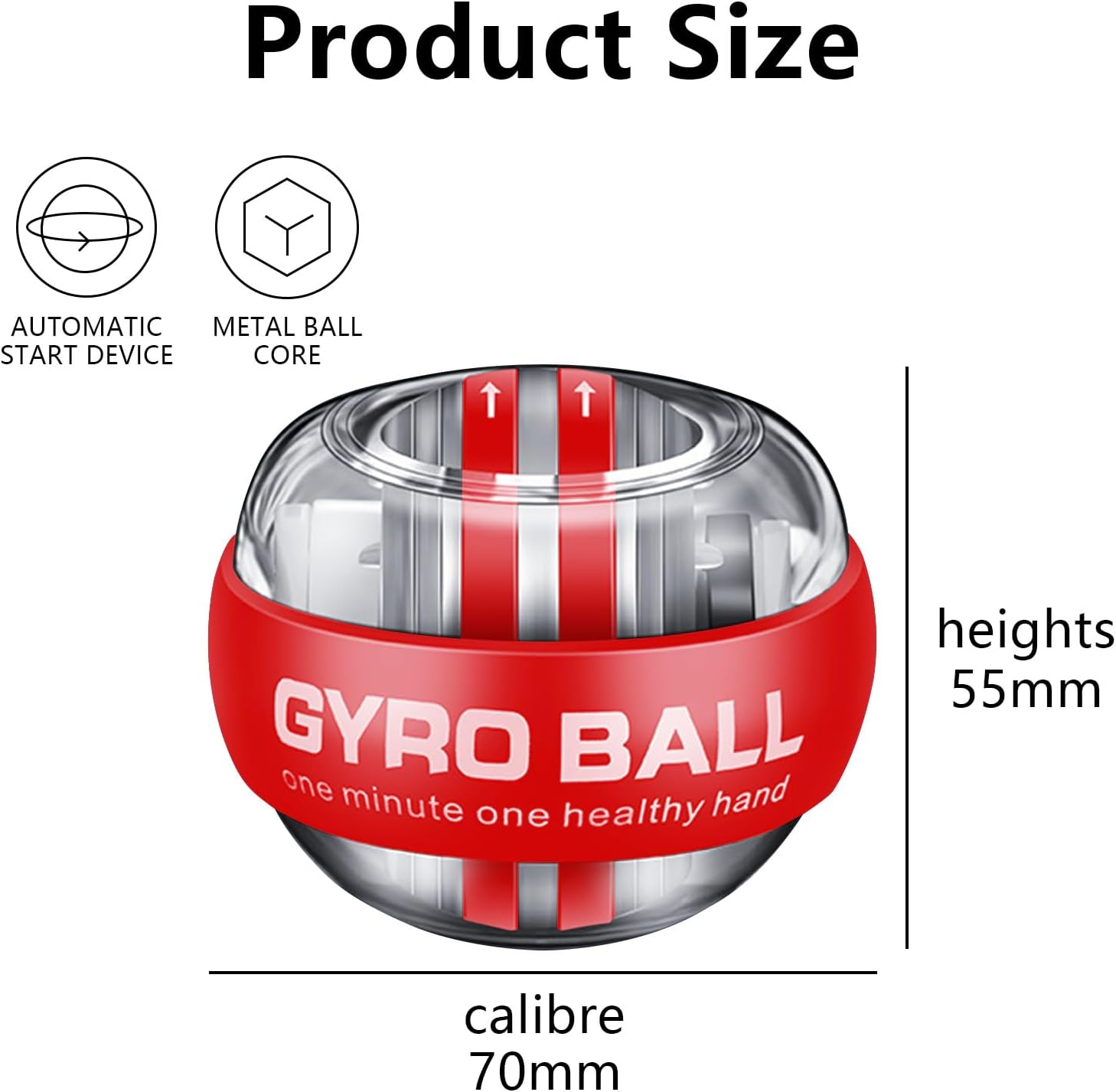 Gyro Ball with LED Lighting, Forearm Exerciser Auto-Start Wrist Strengthener , Lotorr Ball Used to Strengthen Arms, Fingers, Wrist Bones and Muscles image number 4