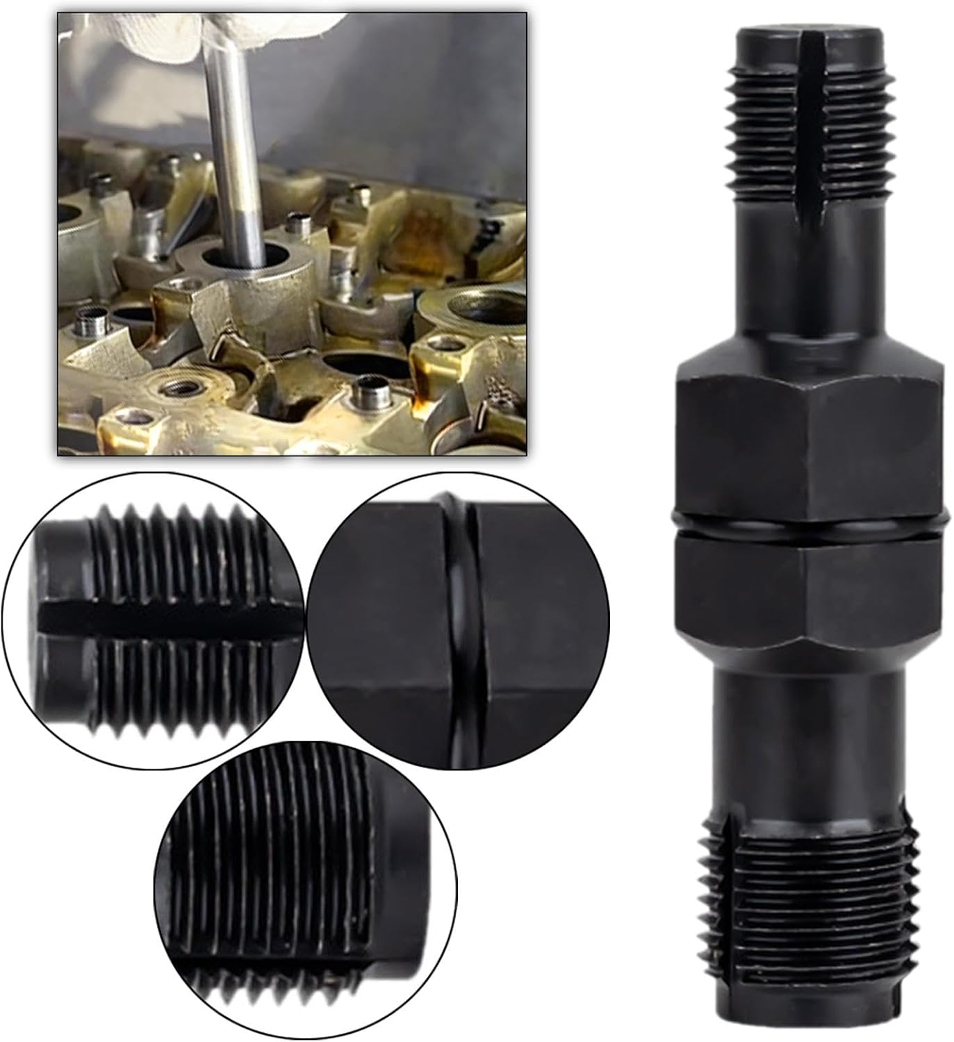 Mqetly Spark Plug Hole Thread Chaser Steel Heavy Duty Portable Professional Repair Tools, 14Mm To18Mm