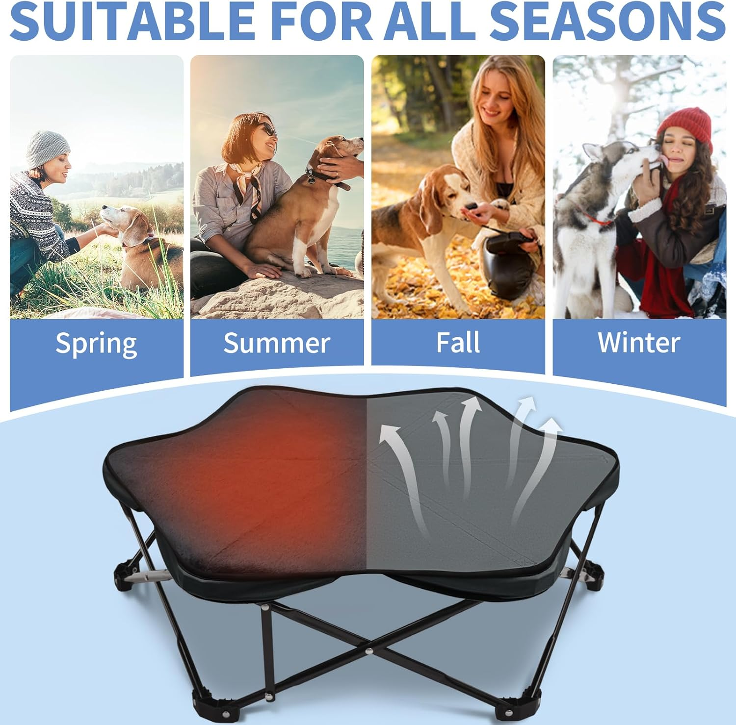 Hexagonal Elevated Dog Bed Foldable Raised Frame with Removable Cushion Portable Waterproof for Medium Small Dogs Indoor Outdoor Camping Travel image number 3