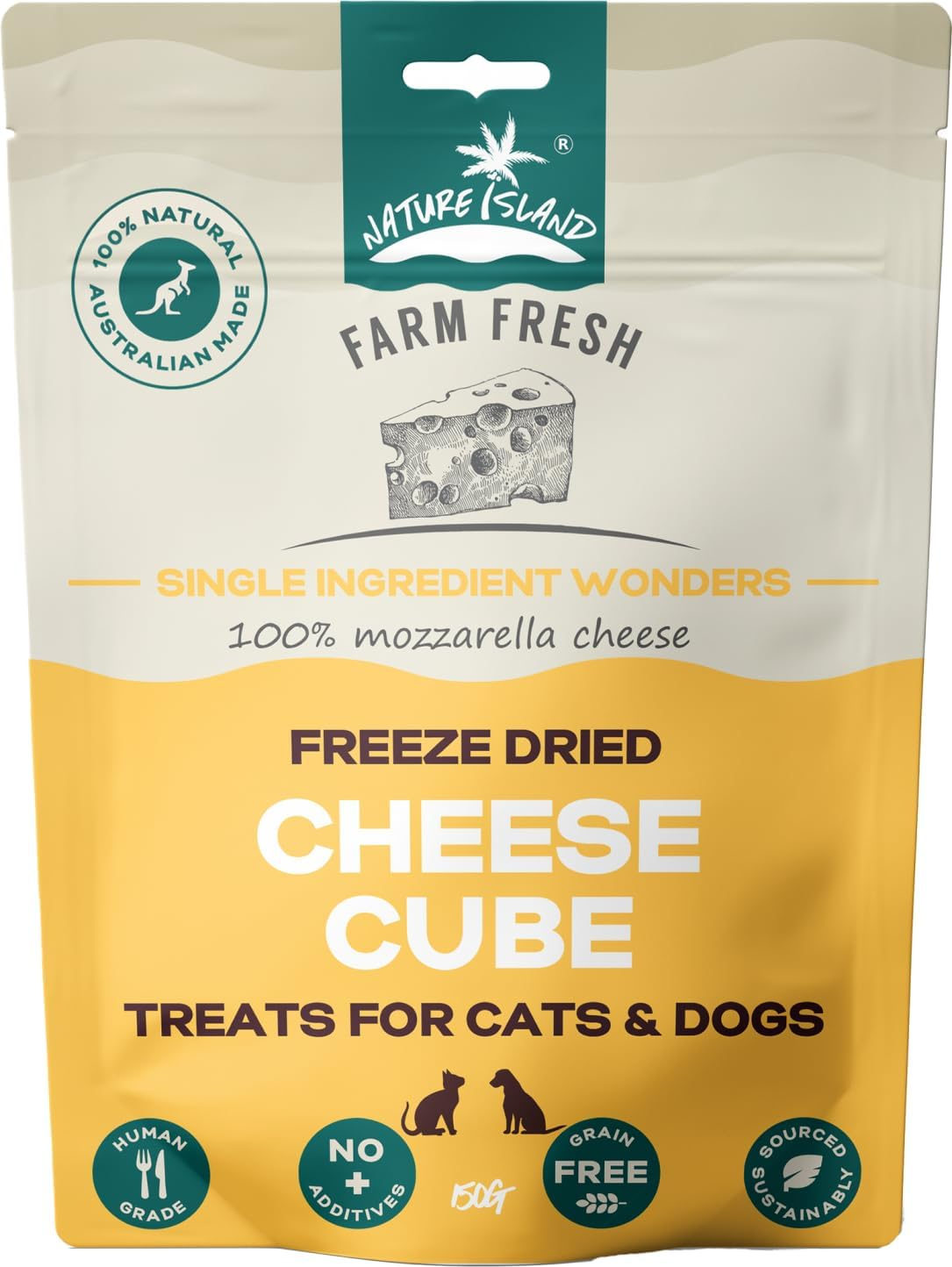 Nature Island Freeze Dried Cheese Cube Treats for Cats and Dogs 150 G