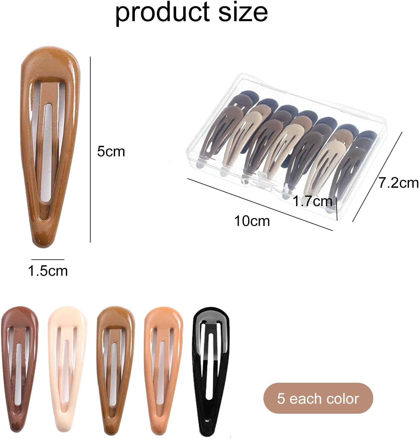 Aikeis 30 Pieces 5 Colors Metal Snap Snap Hair Clips Shiny Look 2 Inch Hair Clips for Women Girls Hair Accessories image number 5