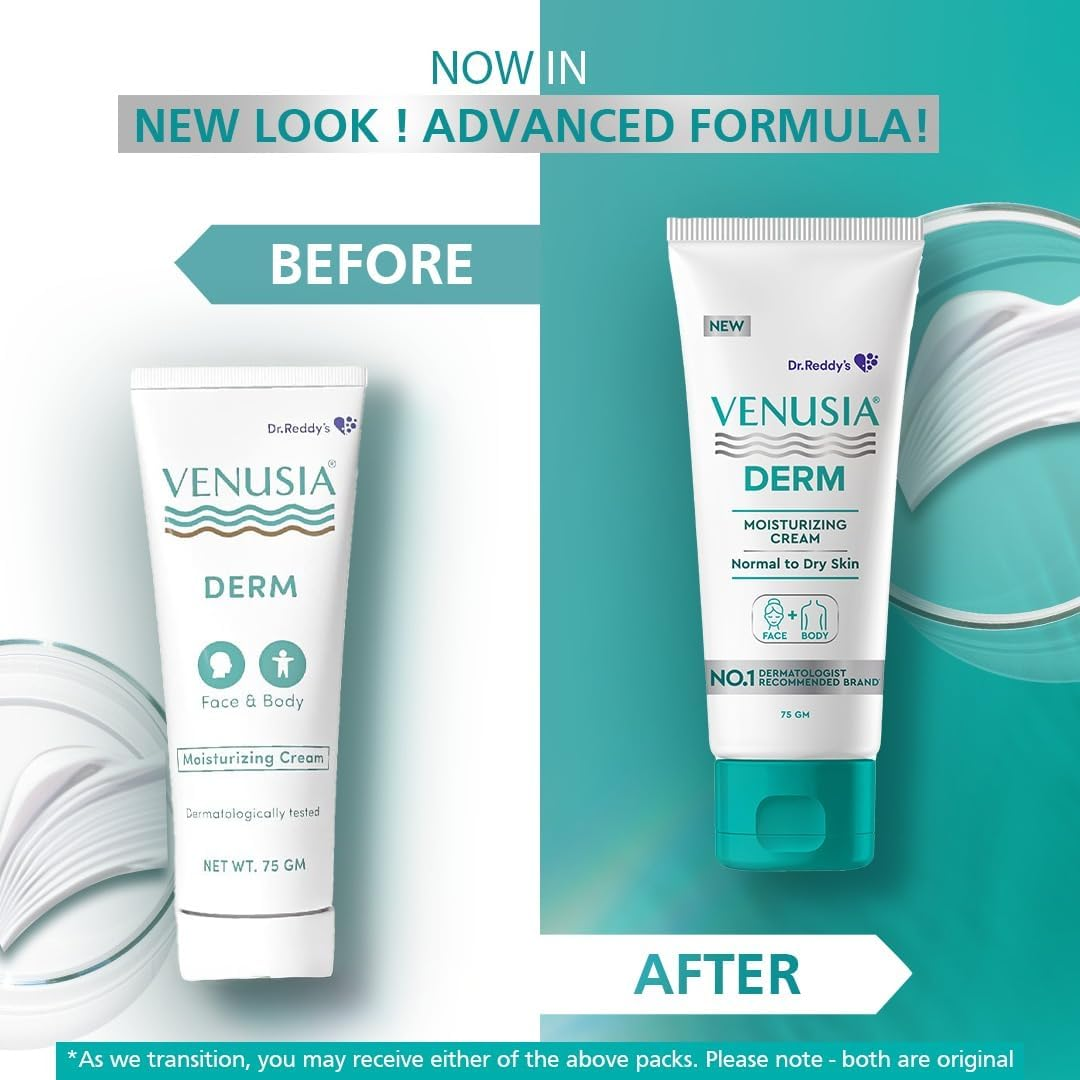 VENUSIA Dr Reddy'S Derm Moisturizing Lotion for Face and Body,Repairs and Nourishes Dry Skin,Relieves Minor Itching and Irritation,Moisturization and Hydration That Lasts up to 10 Hours,Pack of 1