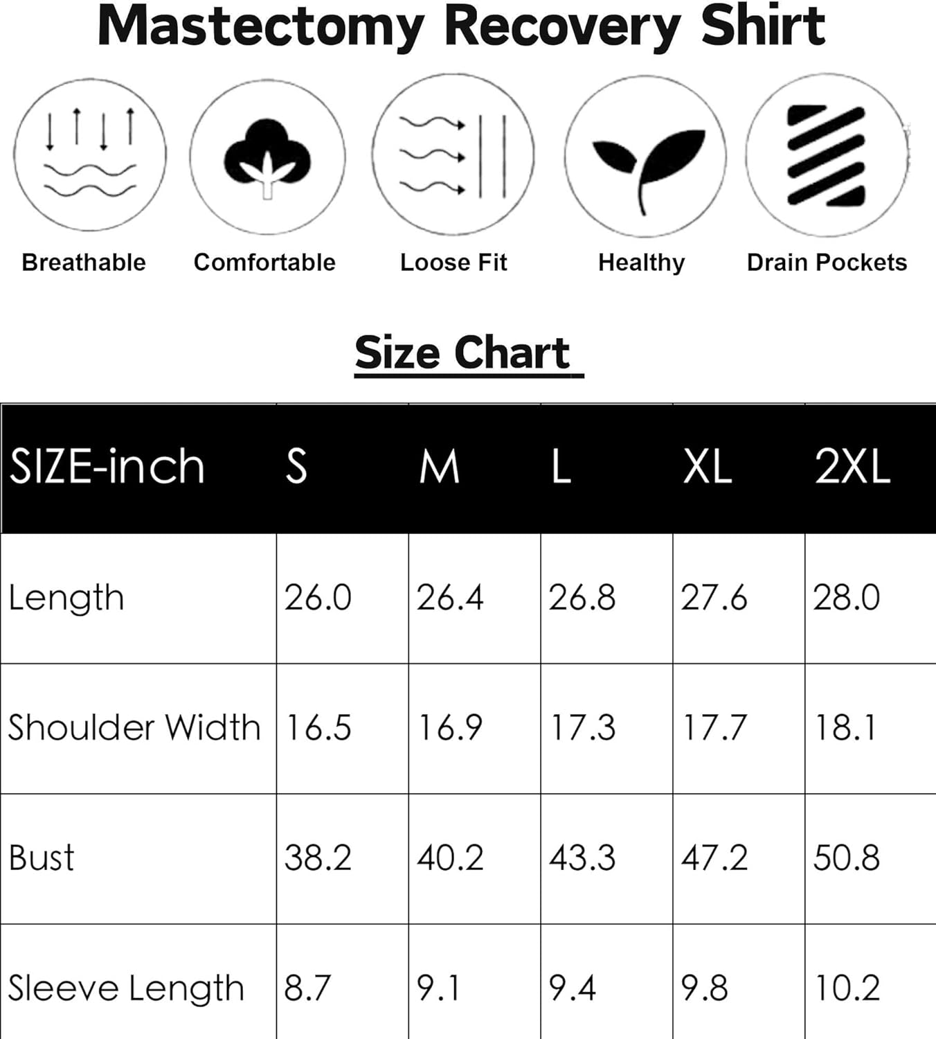 Post Mastectomy Zip Shirts with Drain Pockets Surgery Recovery Must Haves Clothing Comfy Short Sleeve Shirts image number 5