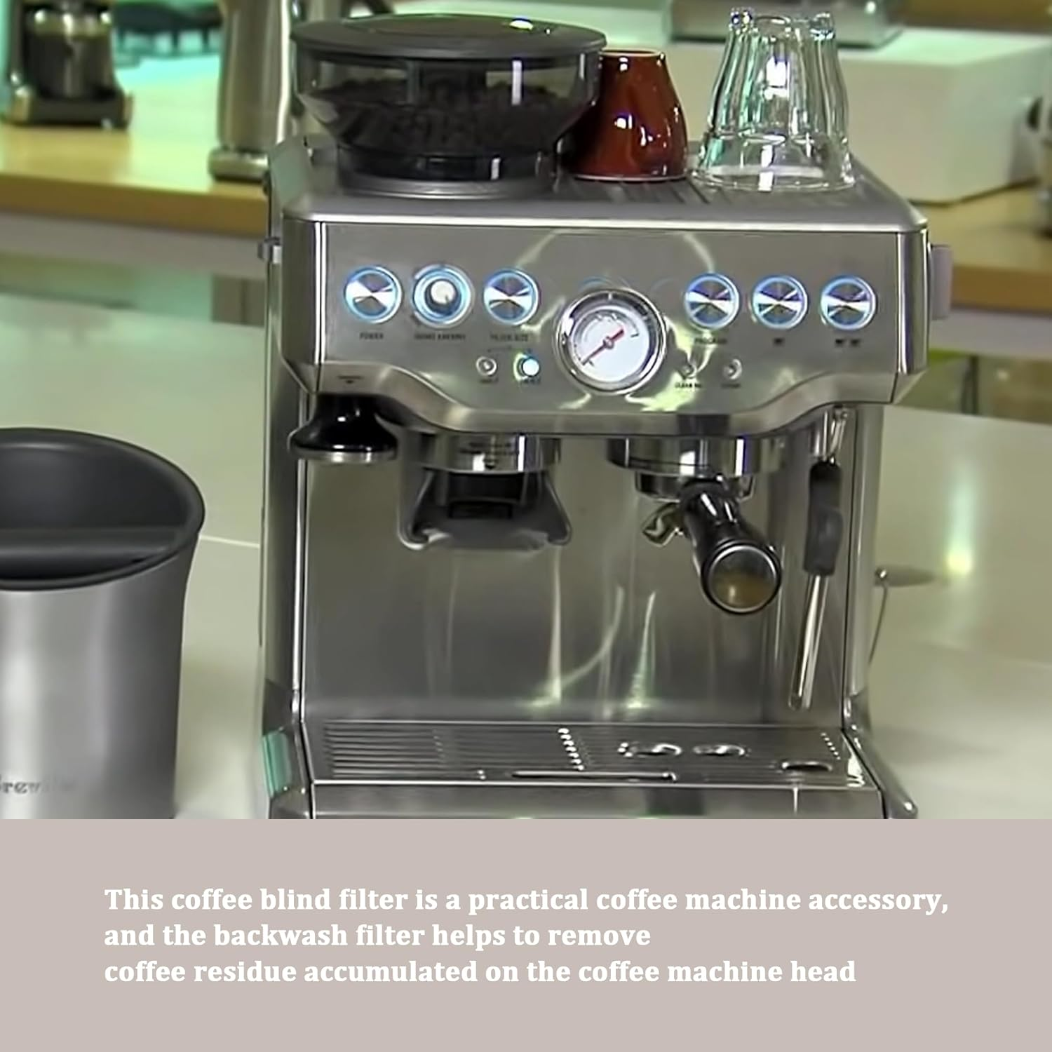 HNF 58Mm Backflush Insert, Stainless Steel Blind Filter Basket for Espresso Machines - Fits Breville Gaggia Classic and Others - Cleaning Disc (1-Piece Set) - 2-Piece Set image number 1