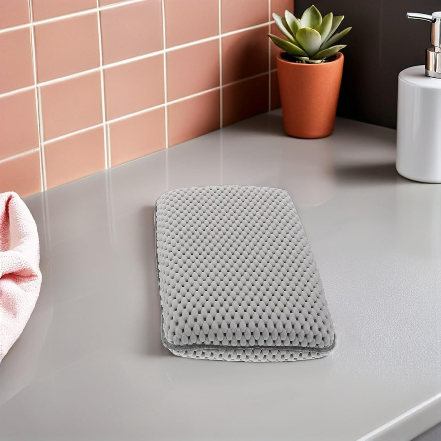 MALUGOGO 2Pcs Gray Soft Foam Bath Pillows with Large Suction Cups Non-Slip Bathtub Cushions for Neck and Head Support, Comfortable Spa Accessory for Home Relaxing Baths