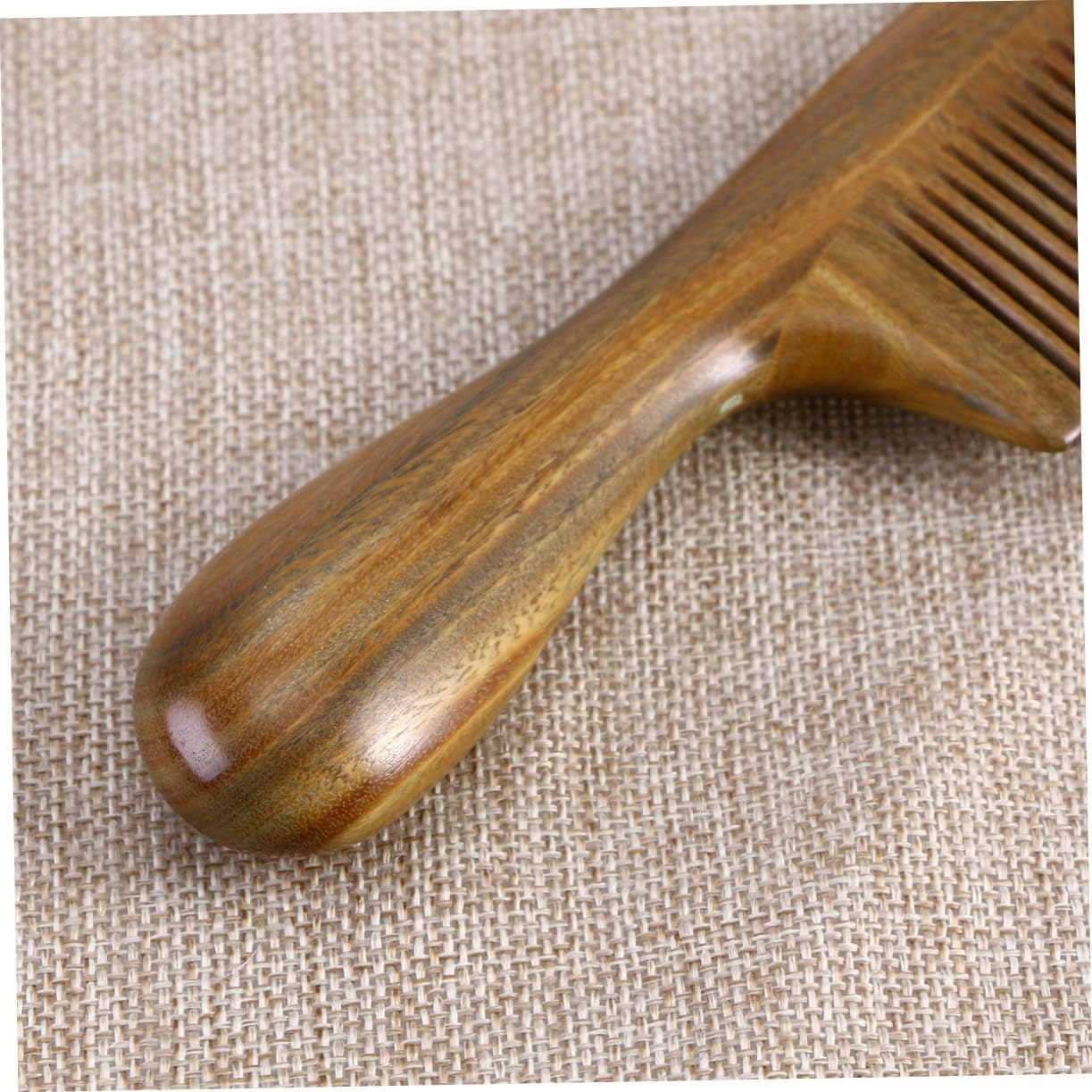 CTIRCHIU Natural Sandalwood Hair Comb with Thick Handle Close Teeth Static Wooden Beard Comb for Scalp Massage and Hair Care Lightweight Travel Friendly Two Styles Random