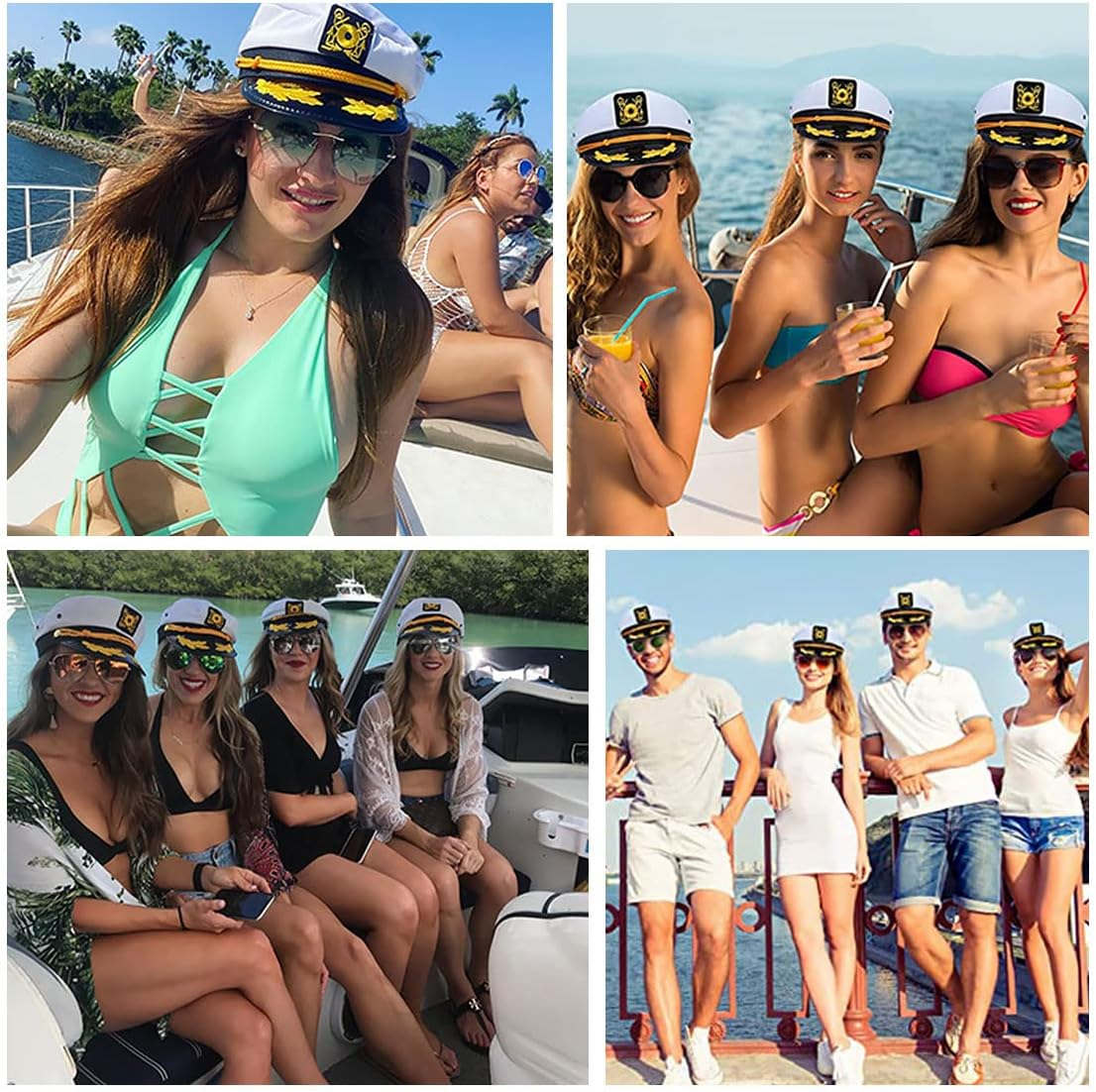 Yacht Captain Hat,Costume Accessory for Navy Masquerade Party,Marine Admiral Adjustable Hat image number 2