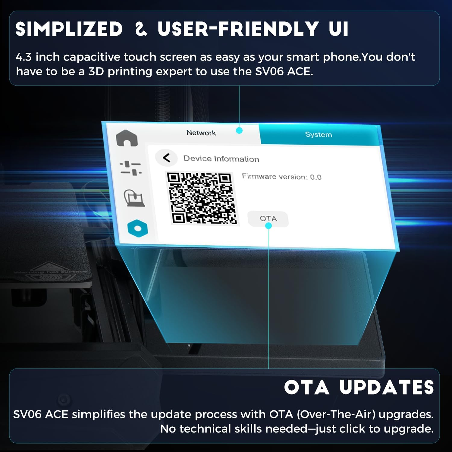 Sovol SV06 ACE 3D Printer Open Source, 600Mm/S Max High Speed 3D Printers, Fully Auto Leveling, with Camera Upgraded Structure Planetary Dual Gear Direct Drive Printing Size 8.66X8.66X9.84 Inch image number 2