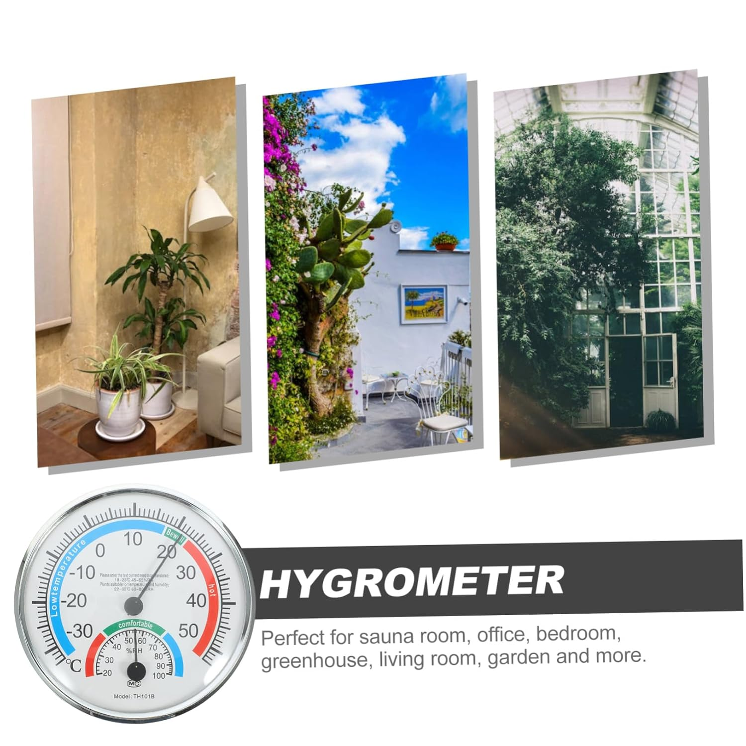 INOOMP 2-In-1 Indoor Outdoor Temperature Humidity Gauge Accurate Thermometer Hygrometer for Home Garden Patio LCD Display image number 2