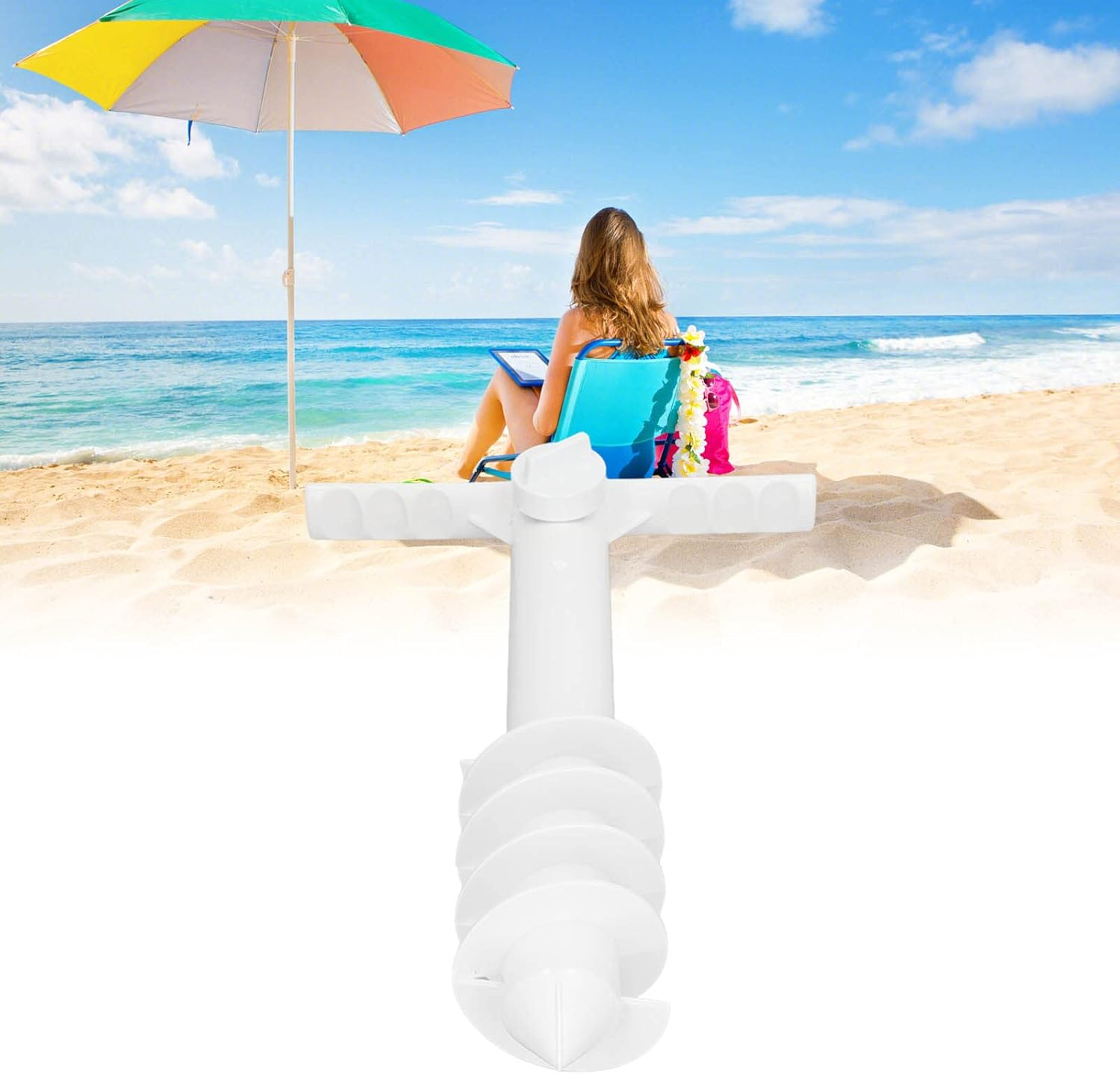 Beach Umbrella Anchor Strong Wind Resistant Heavy Duty Outdoor Umbrella Stand Holder with 5 Tier Screws Portable Umbrella Stand Holder for Beach image number 6
