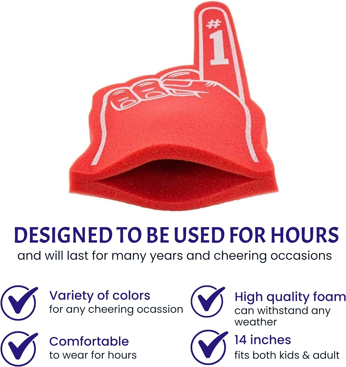 Giant Foam Finger 18 Inch- You'Re Number 1 Foam Hand for All Occasions - Cheerleading for Sports - Exciting Vibrant Colors Use as Celebration Pom Poms- Great for Sports Events Games School Business - Black image number 3