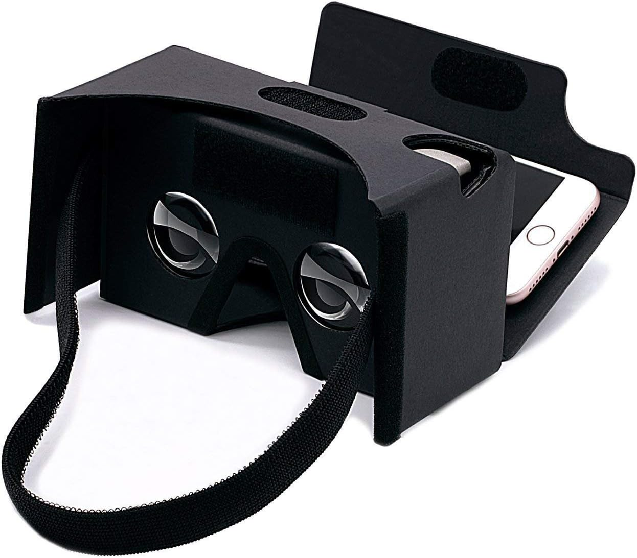 Virtual Real Store Google Cardboard, 3D VR Headsets DIY Virtual Reality Box Glasses with Clear Optical Lens and Comfortable Head Strap for All 4-6 Inch Smartphones (VR 2.0 BLACK) image number 4