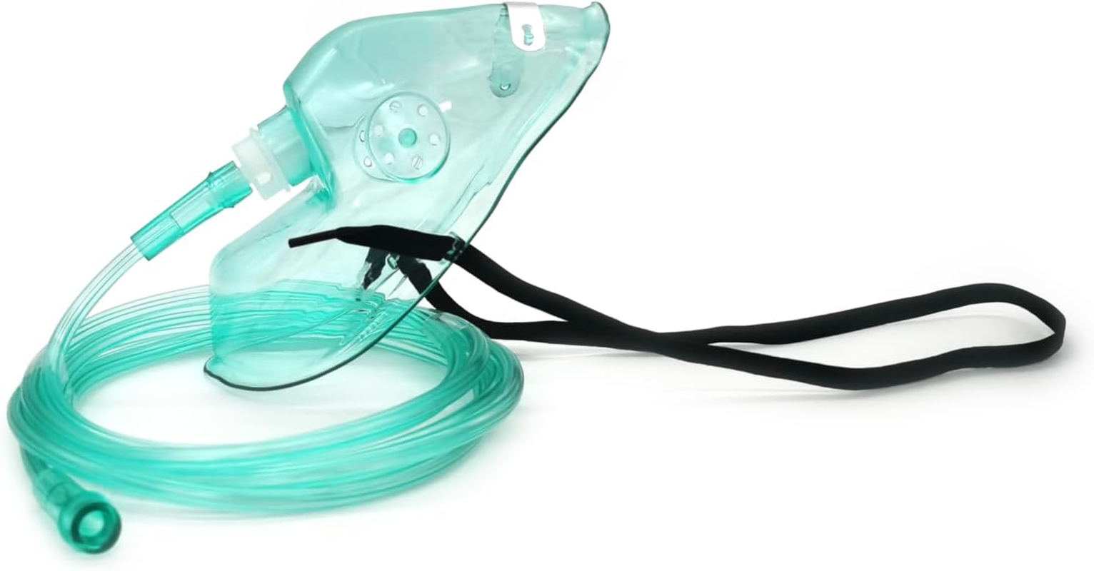 2 Package - Adult Europe Oxygen Mask with 6.6' Tubing and Adjustable Elastic Strap - Size L image number 4