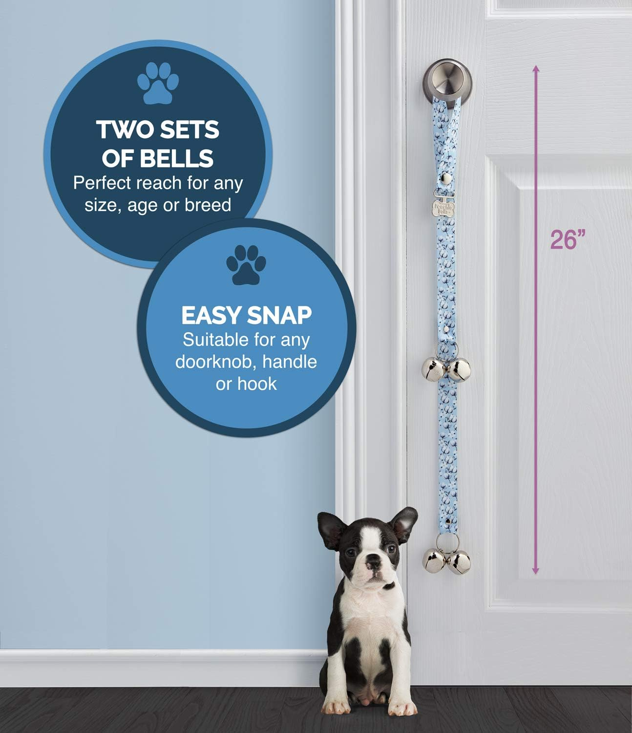 Poochiebells Verified Potty Training Dog Doorbells, Simple and Effective Puppy Housetraining Bell Tool with Easy, Step-By-Step Instructions, Doggie Dialogue Collection image number 5