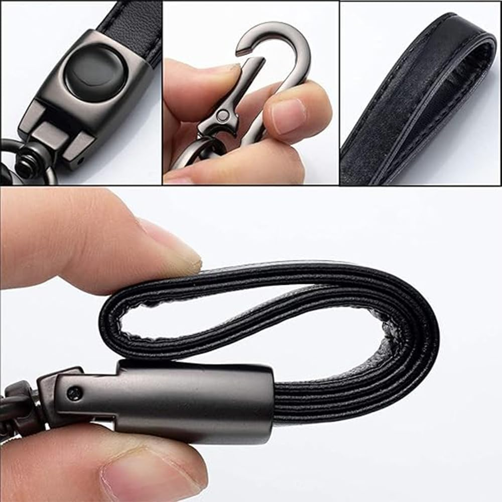 1 PCS Leather Car Keychain - Premium Keyring Compatible with Car Keychains,360 Degree Rotatable with Anti-Lost D-Ring,Screwdriver,Universal Key Chains for Key Fobs for Men and Women image number 1