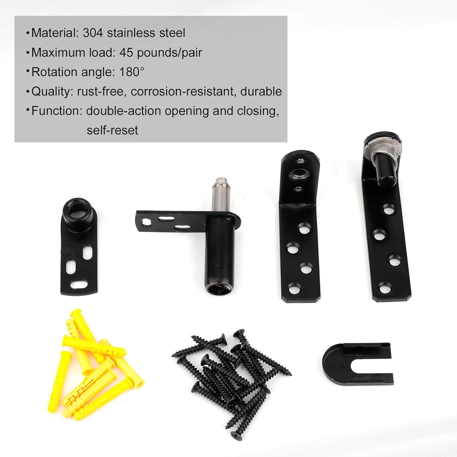 Saloon Door Hinges, Stainless Steel Hinges for Double Hinged Doors 180 Degree Rotation Multiple Uses Door Hinges Hardware Accessories for Bar Cafeteria Saloon Supplies image number 6