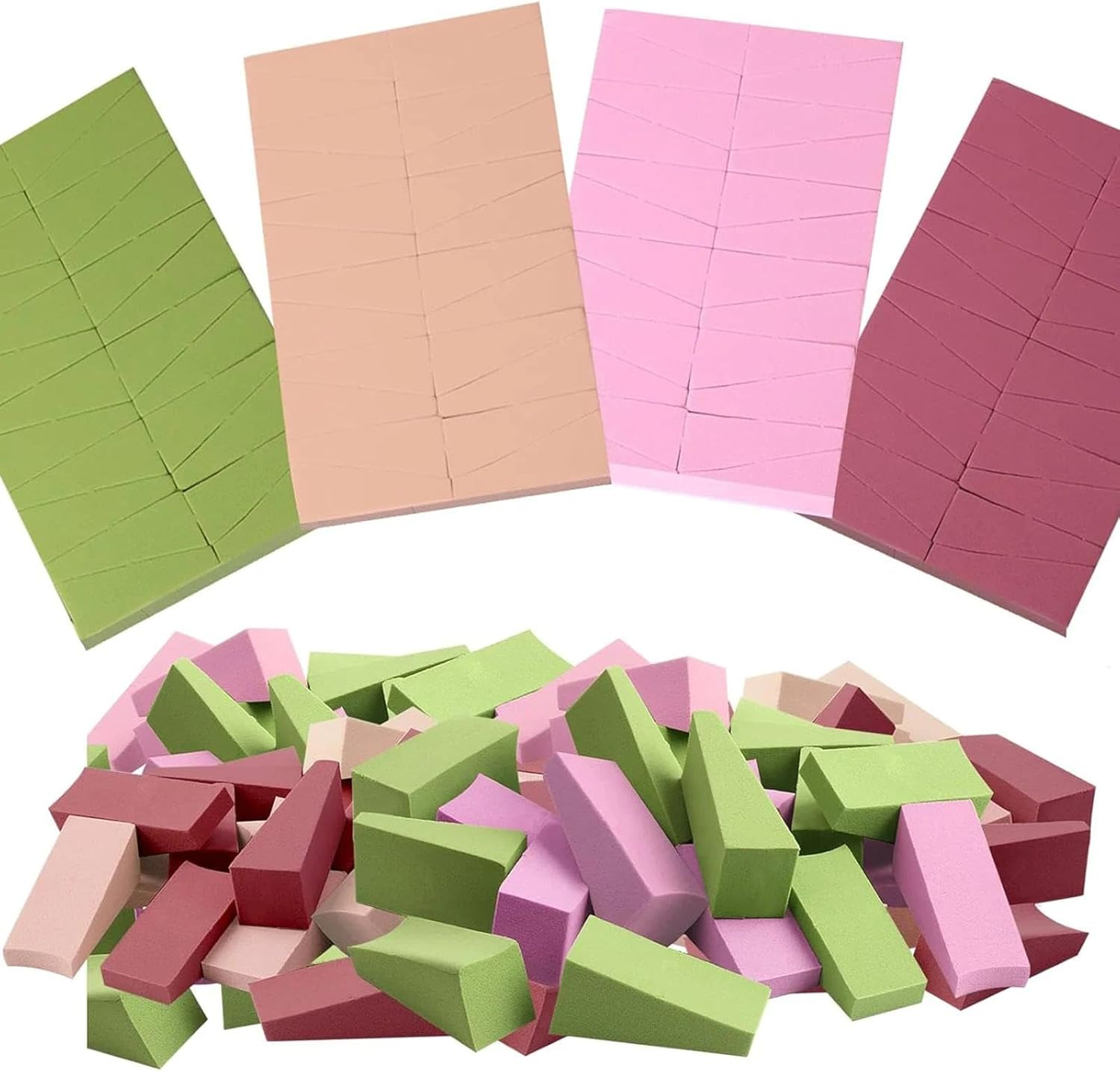 96Pcs Triangle Makeup Sponge Set, Soft Powder Puff Foundation Sponge Wedge for Face Blending, Latex-Free Cosmetic Sponges, Multi-Color Beauty Sponges by Ruibex image number 2