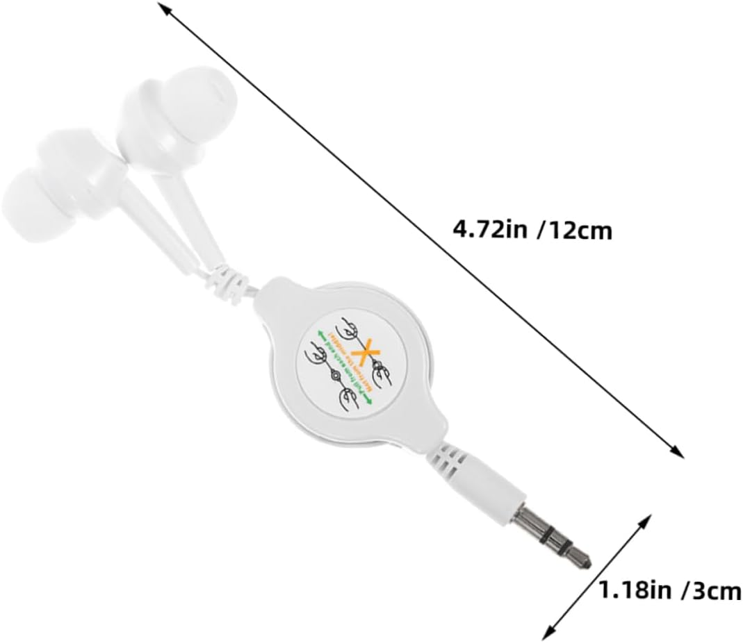 HOMOCONO 2Pcs Dual Retractable In-Ear Earphones Wired Earbuds with Noise Isolation Comfortable Fit for Sports Travel and Daily Use Portable White image number 3
