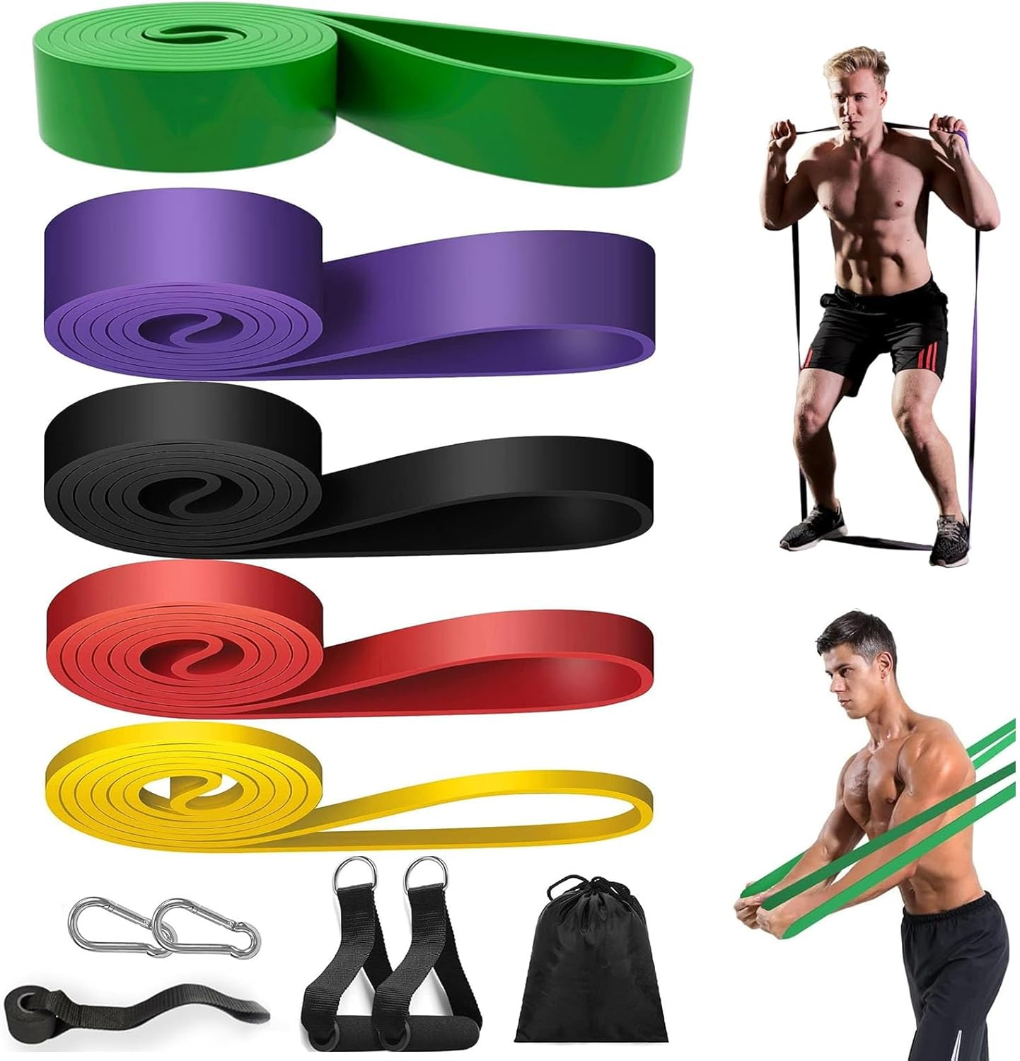 Essential Power Bands Set,5 PCS Durable Resistance Loop Bands with Handles Heavy Duty Pull up Assist Bands Straps,Improve Body Mobility and Strength,Fitness Bands Perfect for Yoga Workout image number 5