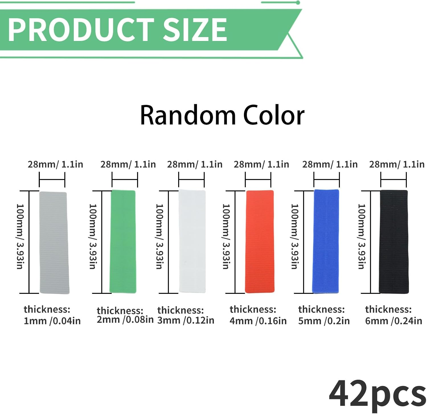 42 Pcs Shims Spacers Packers Plastic Packers, Mixed Pack 28Mm X 100Mm Flat Plastic Glazing Packers (1-6Mm) Shim Spacers for DIY, Home Improvement, Window image number 3