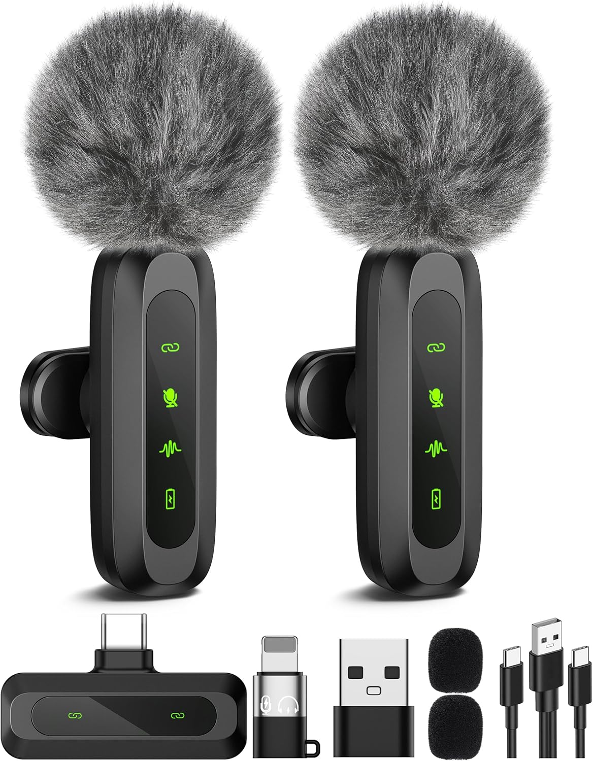 Jubolion Wireless Lavalier Microphone for Iphone Ipad Android, Mini Mic with LED Display Features Noise Reduction, Plug and Play for Video Recording, Tiktok, Youtube (Combo (USB-C RX + Lightning)) image number 2