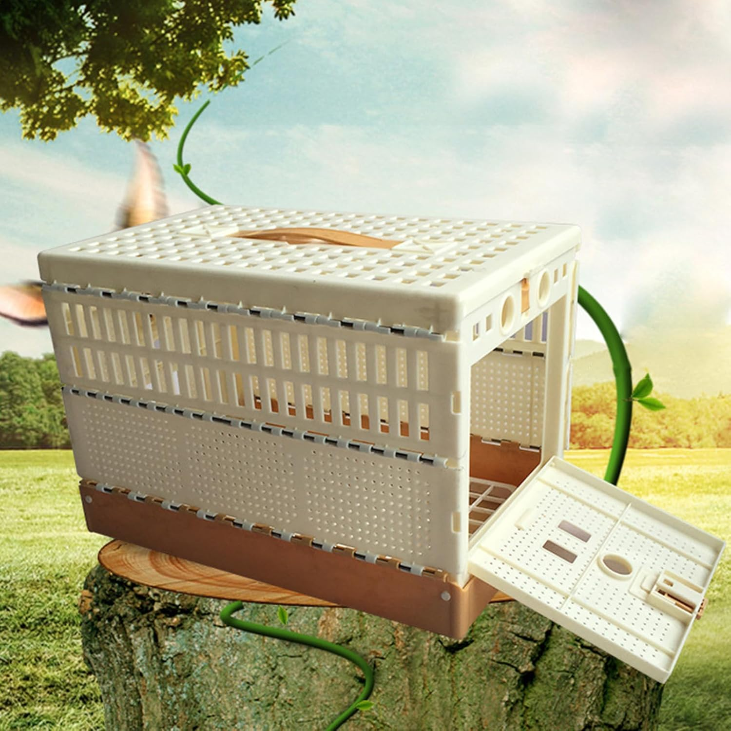 Jvjggag Parrot Cage | Portable Escape-Proof Cage | Bird Domestication Carrier - for Outdoor Yard Travel Transport Training Domestication Competition image number 2