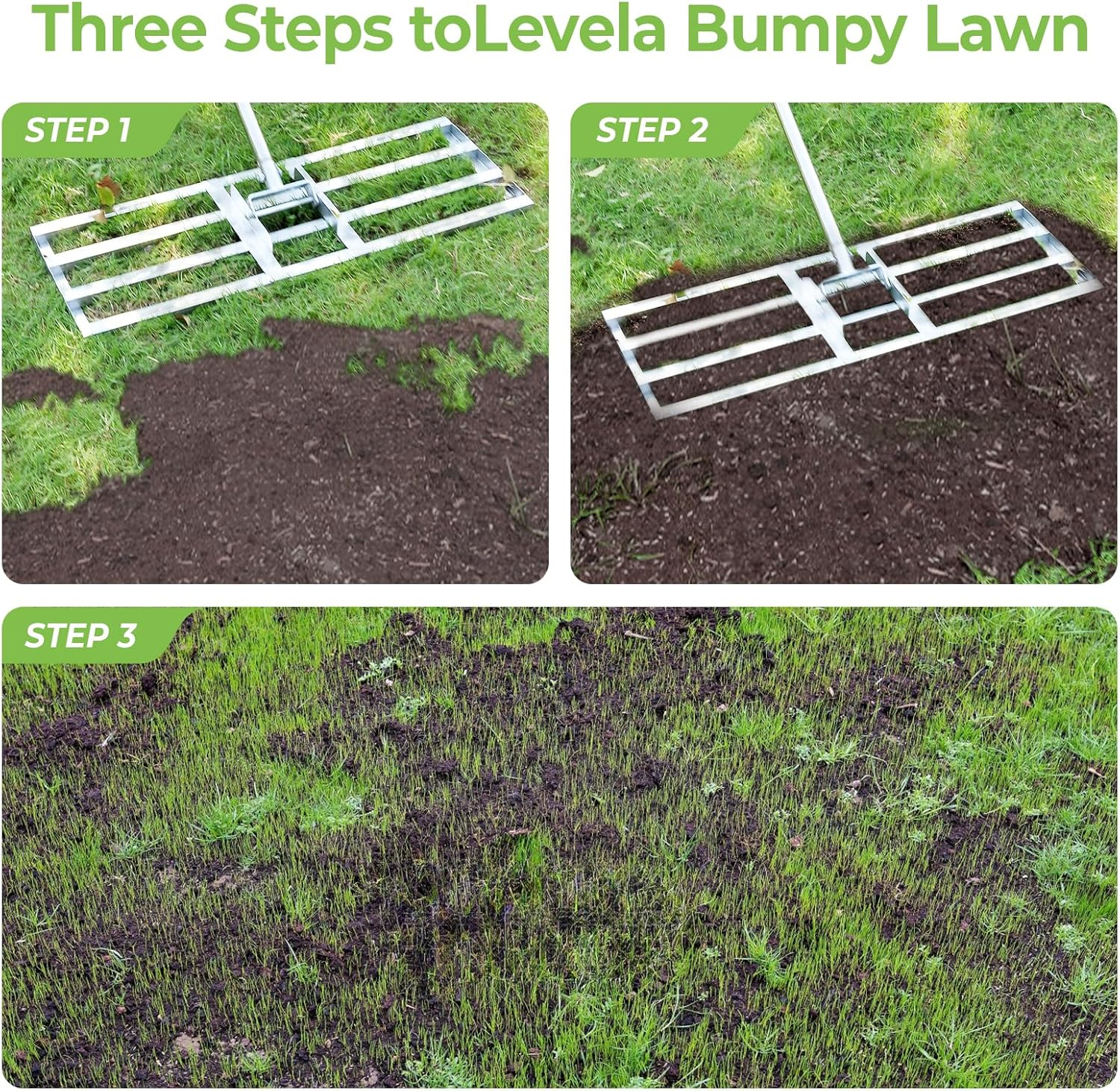 Stansom Lawn Leveling Rake 72X25CM Stainless Steel Lawn Leveler with Adjustable Handle, Heavy Duty Lawn Leveling Tool for Garden Yard image number 6