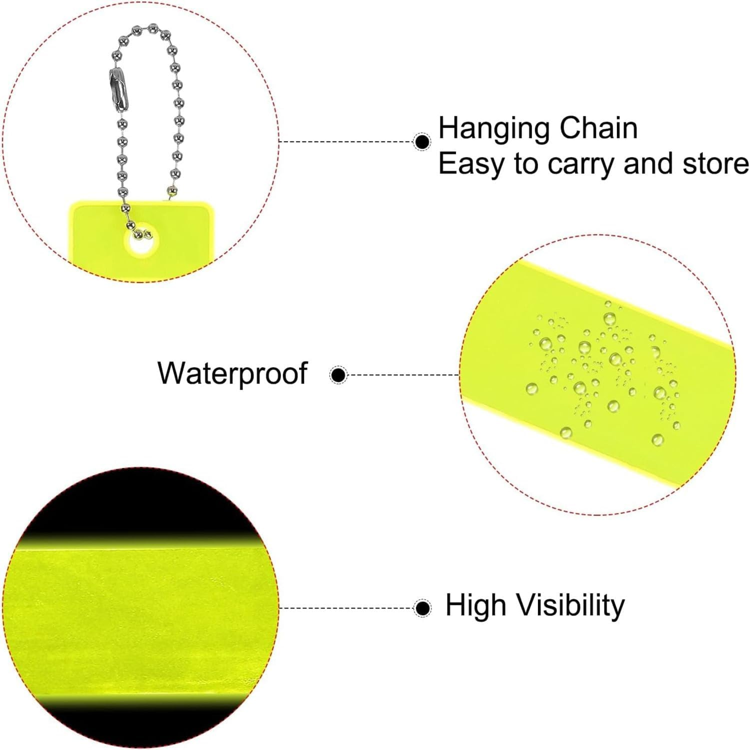 Reflective Tags, Reflector Tag Pendant, 10 Reflective Backpack Pendant, Waterproof Reflector Highly Visible Night Walking Safety Gear Bag (Fluorescent Yellowish Yellow) - Orange image number 5