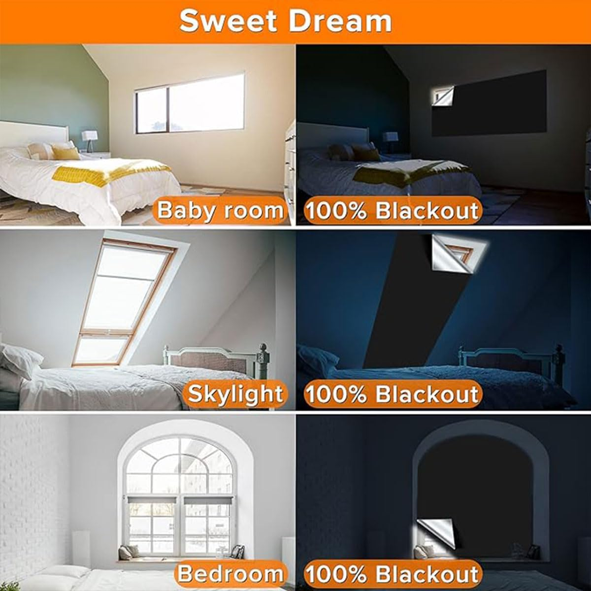 AIMALL 420D Silver Coated Blackout Curtains | Portable Full Blackout Window Cover | Cut-To-Size Sunscreen Shade DIY | Travel & Home Use image number 5