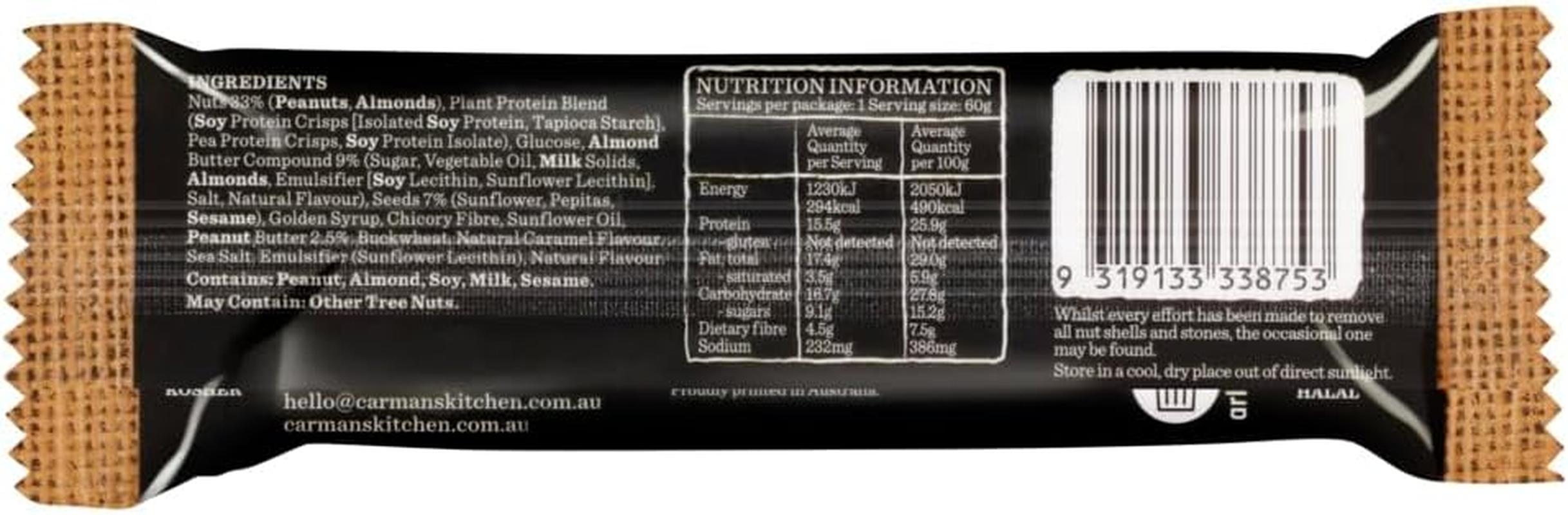 Carman'S High Protein Salted Caramel Nut Butter Bar - 9 X 60G (Pack of 9) image number 5